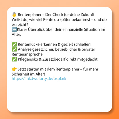 Renten Planer, Postvorlage für Social Media