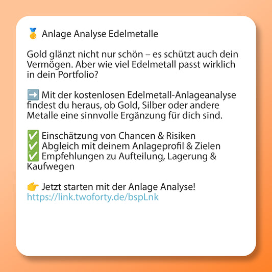 Anlage Analyse Edelmetalle, Postvorlage für Social Media