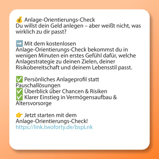 Anlage Orientierungs-Check Postvorlage für Social Media