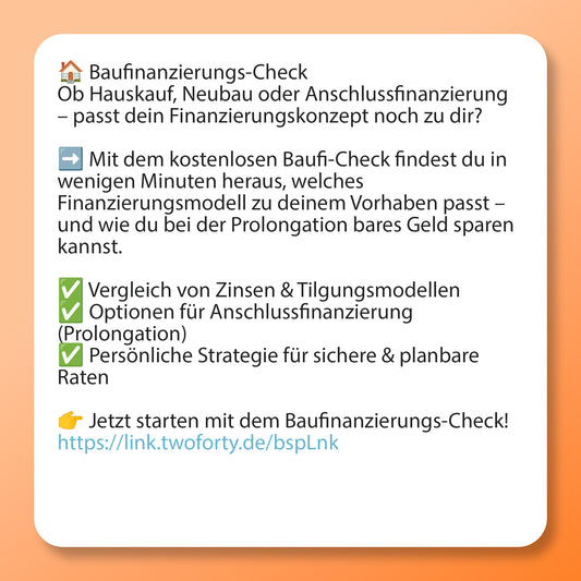 Baufinanzierungs-Check, Postvorlage für Social Media