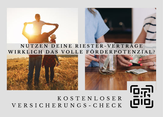 Riester-Zulagen Check - Postkarten mit Deinem QR-Code & Deiner Adresse