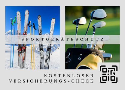 Sportgeräte Versicherungs-Check - Postkarten mit Deinem QR-Code & Deiner Adresse