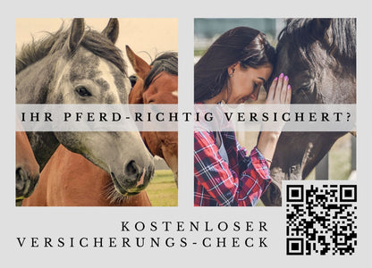 Pferde Versicherungs-Check - Postkarten mit Deinem QR-Code & Deiner Adresse