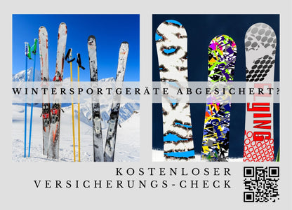 Wintersport: Sportgeräte Versicherungs-Check - Postkarten mit Deinem QR-Code & Deiner Adresse | 250 Stk.