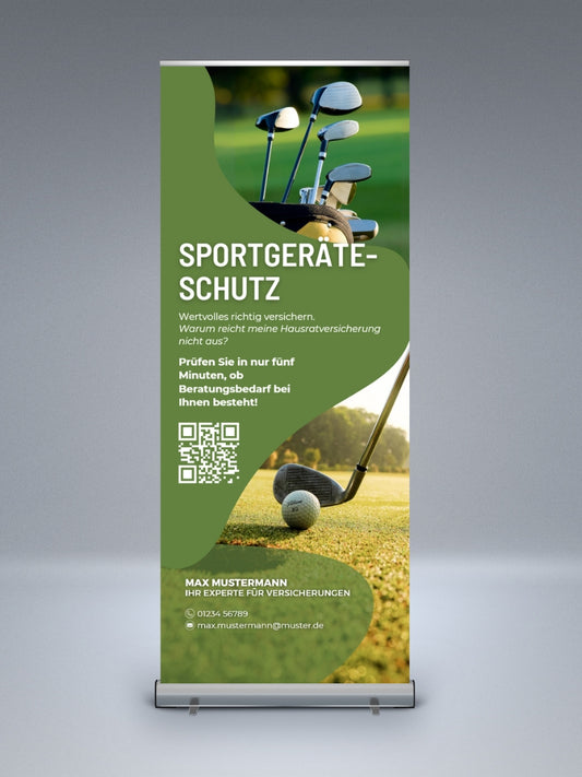 Golf: Sportgeräte Versicherungs-Check - Rollup | für den Golfplatz oder Yacht-Club | 1 Stk.